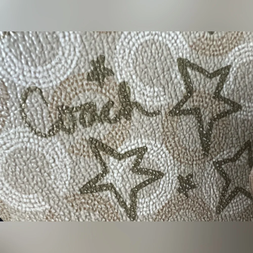 Coach Waverly Snow Queen Signature Coated Canvas Gold Stars Zip Around Wallet - Picture 9 of 16